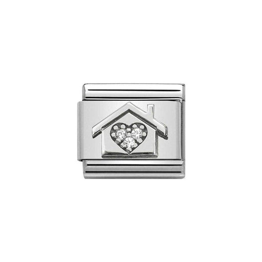 NOMINATION Classic Silver & White CZ Home with Heart Charm - Bumbletree Ltd