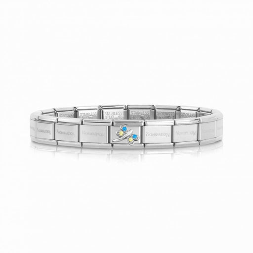NOMINATION Classic Silver with Blue & Yellow CZ Dragonfly Charm - Bumbletree Ltd