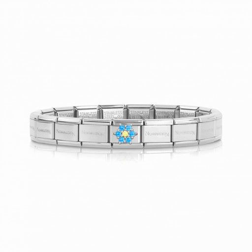NOMINATION Classic Silver with Blue & Yellow CZ Flower Charm - Bumbletree Ltd