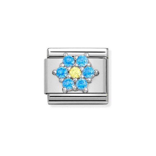 NOMINATION Classic Silver with Blue & Yellow CZ Flower Charm - Bumbletree Ltd