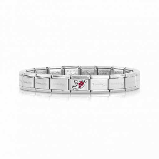 NOMINATION Classic Silver with White & Red CZ Robin Charm - Bumbletree Ltd
