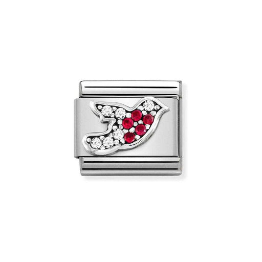 NOMINATION Classic Silver with White & Red CZ Robin Charm - Bumbletree Ltd