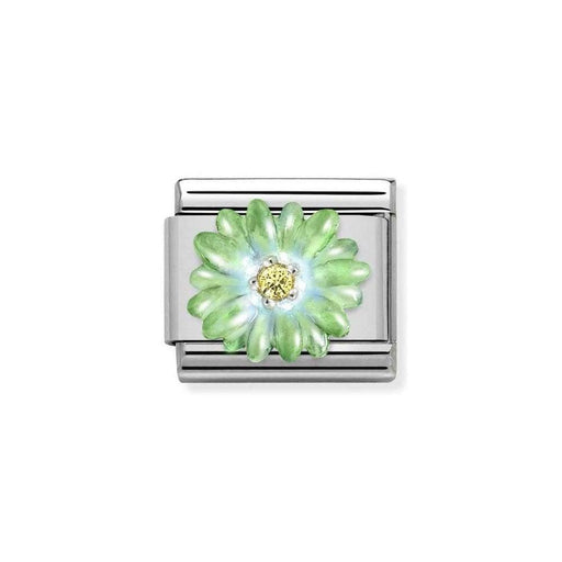 NOMINATION Classic Silver & Yellow CZ Green Flower Charm - Bumbletree Ltd