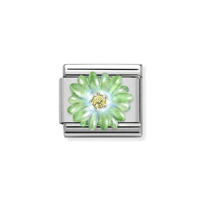 NOMINATION Classic Silver & Yellow CZ Green Flower Charm - Bumbletree Ltd