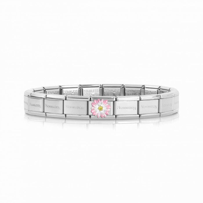 NOMINATION Classic Silver & Yellow CZ Pink Flower Charm - Bumbletree Ltd