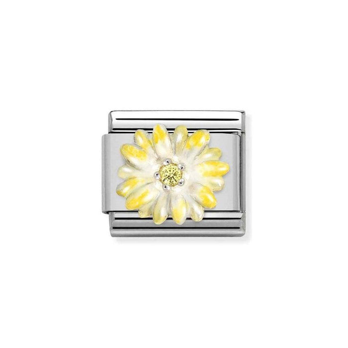 NOMINATION Classic Silver & Yellow CZ Yellow Flower Charm - Bumbletree Ltd