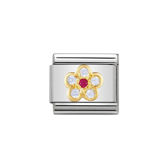 NOMINATION Classic Sky Blue & Red Flower Cubic Zirconia Charm - Bumbletree Ltd
