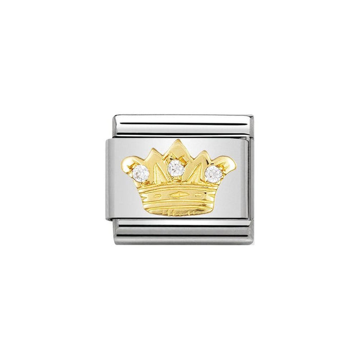 NOMINATION Classic White King Crown Cubic Zirconia Charm - Bumbletree Ltd