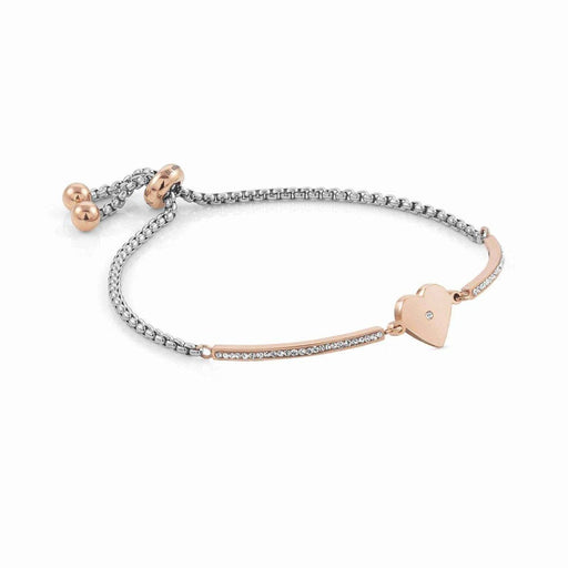 NOMINATION Milleluci Rose Gold PVD & Stainless Steel with White Pave CZ Heart Bracelet - Bumbletree Ltd