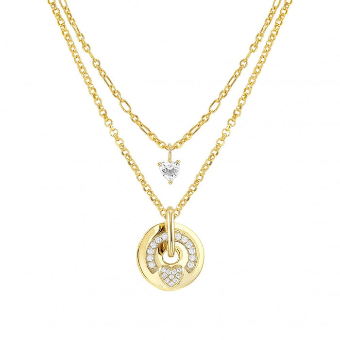 NOMINATION Sentimental Yellow Gold & CZ Pave Heart Necklace - Bumbletree Ltd