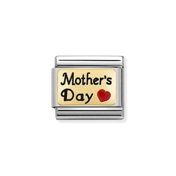 NOMINATION Classic Gold & Black Mother's Day with Red Heart Charm - Charms - Nomination - Bumbletree
