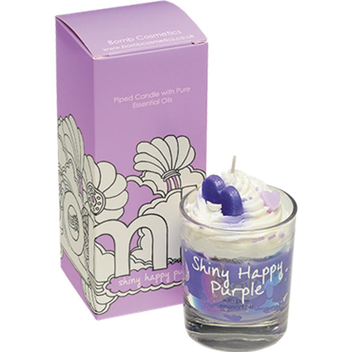 Shiny Happy Purple Piped Glass Candle - Bumbletree Ltd