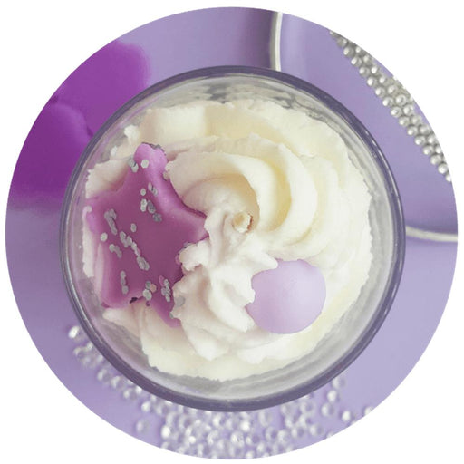 Shiny Happy Purple Piped Glass Candle - Bumbletree Ltd